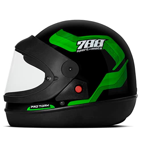 CAPACETE FECHADO PRO TORK SPORT MOTO 788 PRETO - VERDE TAM. 60