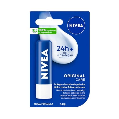 NIVEA Hidratante Labial Original Care - Com Manteiga de Karité & Pantenol, hidrata por 12 horas oferecendo proteção e cuidados intensivos aos seus lábios - 4,8g