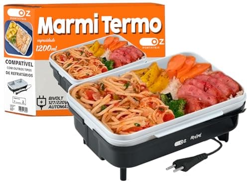 Marmita Elétrica Prática Oz Cor Preta 100w 1200ml 110/220v