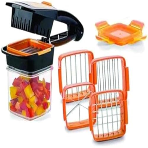 Cortador de alimentos multiuso com laminas, fatias, corta e cubos, preciso.