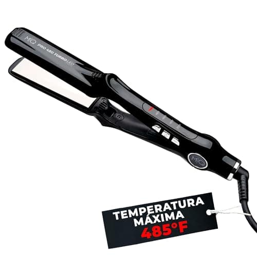 MQ HAIR - Chapinha Profissional de Titânio 485°F Turbo - Bivolt, Design Anatômico, Ultra Suave, Efeito Espelho - 3 Passagens Necessárias, Alisamento Perfeito - Controle Seguro de Aquecimento - Preto
