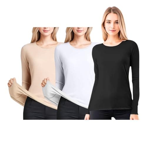 Kit 3 Blusa Térmica Manga Longa Feminina Peluciada Inverno (BR, Alfa, G, Regular, Preto/Branco/Nude)