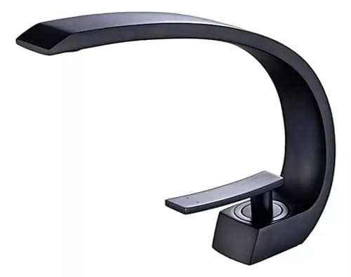 Torneira Monocomando Luxo para Banheiro, Design Curvo, 3 Cores Disponíveis, Misturador para Lavatório (Preto Fosco)