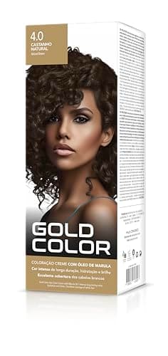 Coloração Capilar Gold Color 4.0 Castanho Natural – Vegana com Óleo de Marula, Brilho Intenso e Cobertura dos Cabelos Brancos
