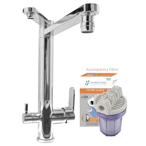 Torneira Cozinha com Filtro Bancada Monocomando Gourmet Pia Saída Dupla