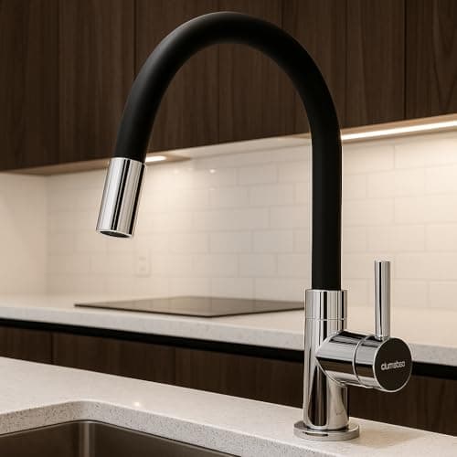 Torneira Cozinha Gourmet De Bancada Inox Flexível Black Bica Móvel 360º Design Moderno e Resistente