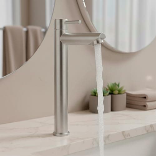 Torneira Para Banheiro De Mesa Bica Alta 1/4 De Volta Aço Inox 304 Elegance Beltempo (Aço Escovado)