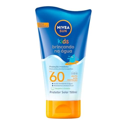 NIVEA SUN Protetor Solar Kids Brincando na Água FPS 60 150ml - Infantil, especialmente formulado para a pele delicada das crianças, muito resistente à água, alta proteção UVA/UVB