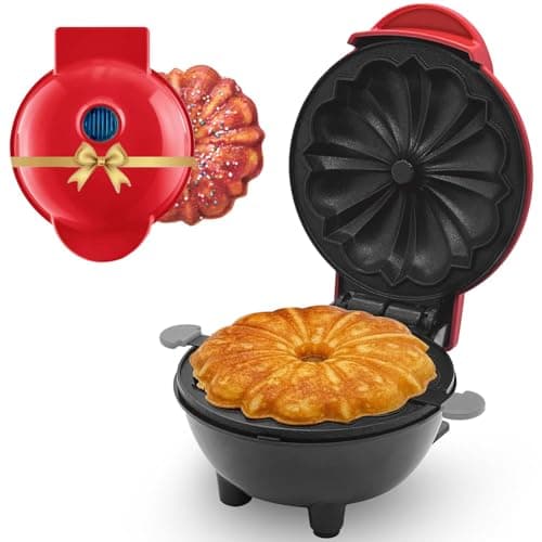 Máquina Elétrica de Bolo Mini 110V Antiaderente Portátil Automática - Assa Rápido (Vermelho)