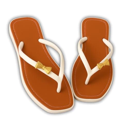 Rasteirinha Chinelo Feminino Luxo Laço Dourado | Chinelo Flat Confortável Verão | Sandália Casual Elegante para Praia e Dia a Dia (Branco, BR, Adulto, Faixa Numérico, 35, 36)