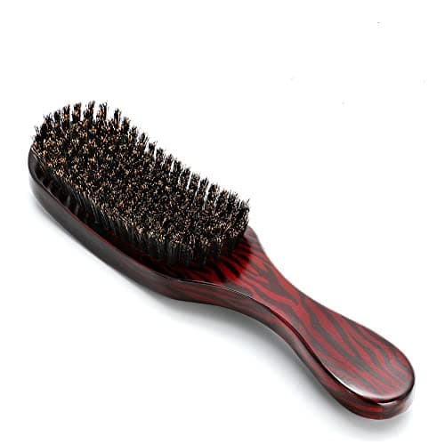 Escova de cabelo com cerdas de javali pura, escova de cabelo wave, escova de estilo com cabo de madeira de faia marrom, escova de cabelo para homens e mulheres, escova de cabelo masculina com cerdas