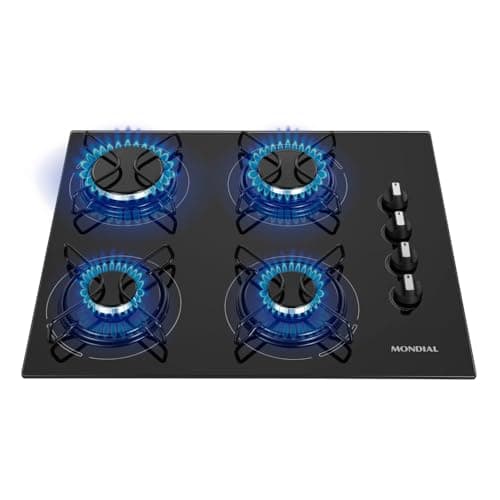 MONDIAL Cooktop a Gás, 4 Bocas, Preto/Inox, Bivolt - CTG-01