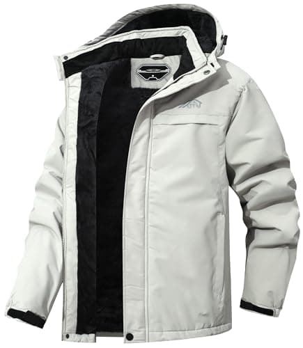 MAOYSSEN Jaqueta de esqui masculina à prova d'água quente com capuz para snowboard snowboard casaco de neve de montanha, Cinza claro, M