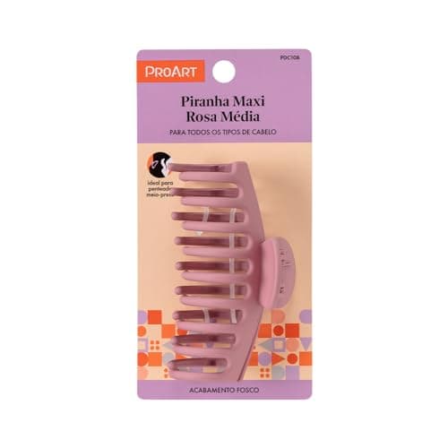 Proart Piranha Maxi Rosa Média - Grampo de Cabelo - Garra - Unissex Adulto - Grande - 1 Unidade