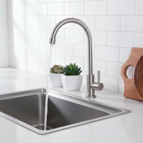 Torneira Gourmet Aço Inox 304 Escovado, 30cm Altura, Bica Giratória 360°, 1/4 de Volta, Anti-Gotejamento, 1/2" Conexão