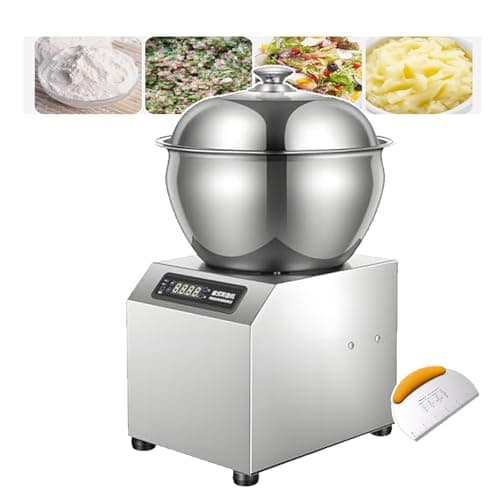 KKSOUFX Amassadeira Espiral Comercial de Bancada, 1800 W, com Dupla Rotação, Tigela de Aço Inoxidável de Qualidade Alimentar, Tampa e Temporizador, Amassadeira Elétrica Espiral