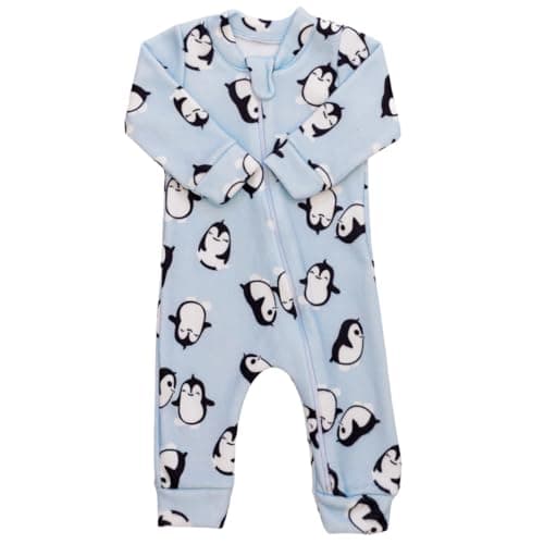 Macacão Bebe Tip Top Macaquinho Soft Plush Com Zíper Frontal Rn Ao 1 (PINGUIM, RN)