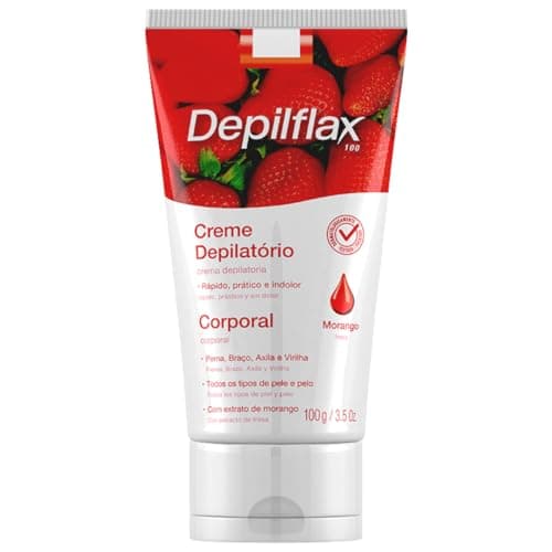 Creme Depilatório Depilflax-Corporal Morango Perna Braço Axilas e Virilha 100g