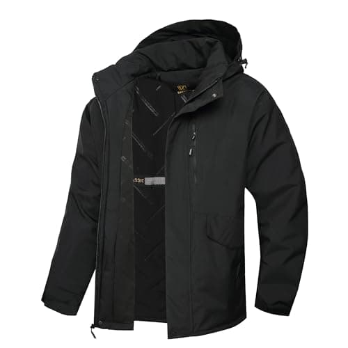 Keevoom Casaco de inverno masculino quente para neve, à prova de vento, de montanha, impermeável, com capuz, snowboard, esqui, para homens, Preto, M