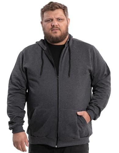 Blusa Casaco Moletom Plus Size Capuz Ziper Bolso Canguru Jaqueta Tamanho Grande G1 G2 G3 G4 (BR, Numérico, 1, Regular, Regular, G3, Chumbo)