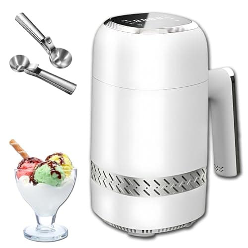 Máquina de sorvete inteligente, máquina automática de sorvete macio com display LCD LED, capacidade de 300 ml, identificação inteligente de macio e duro, tamanho compacto, perfeito para família