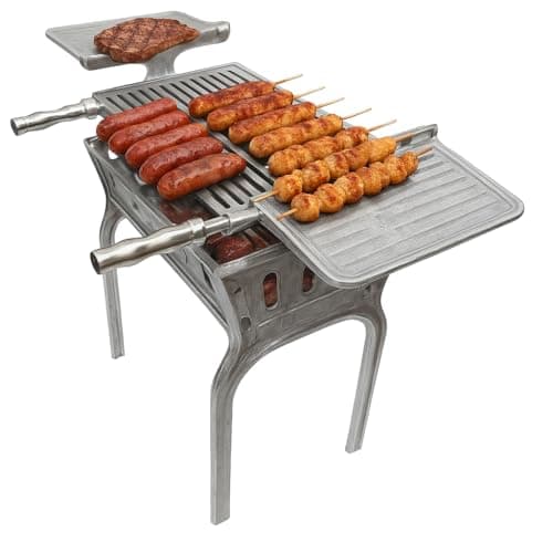 Churrasqueira Mund 80cm Portátil Em Alumínio Fundido Com 2 Bandejas