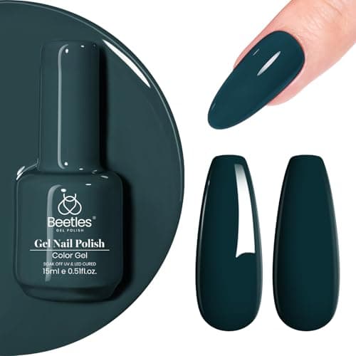 Beetles Esmalte de gel azul-petróleo escuro esmalte de gel de inverno 15 ml Egeu azul marinho escuro tom joia arte manicure salão de beleza DIY decoração em casa lâmpada UV presente curado para