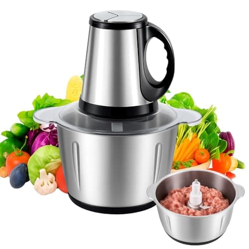 Multiprocessador de Alimentos Elétrico 3L Triturador 110v Aço Inoxidável 1200W 4 Lâminas Moedor de Carne e Legumes Tigela Removível