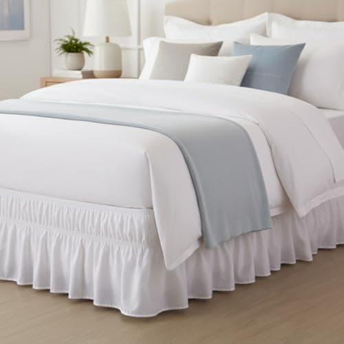 Saia para Cama Box Ajustável, Microfibra 100% Poliéster, Compatível com Solteiro até Queen, 28cm de Altura (Branco)