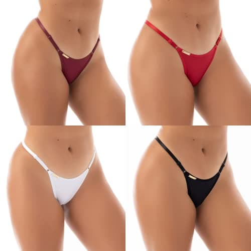 Kit 4 Calcinhas Tangas Fio Dental com Regulagem | Tanga Sol cor:sortida;tamanho:M