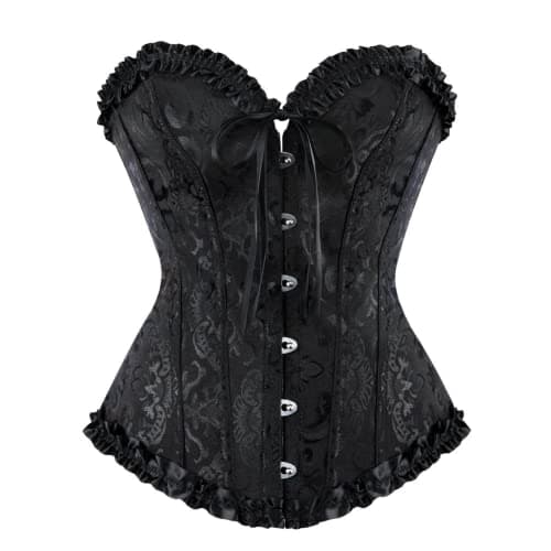 Espartilho para mulheres SZIVYSHI Corpete modelador de lingerie, body meia-taça com cintura de renda, Preto, M