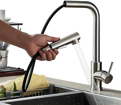 TINICO Escovado Torneira Gourmet Para Cozinha,Função Monocomando com Ducha Extensível Móvel 50CM,Torneiras Misturadoras de água Quente e Fria,Dois Modos de Distribuição de água(Spray e Stream)