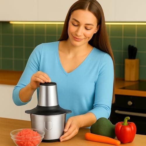 Processador de Alimentos Elétrico Profissional 2L 220V em Aço Inox – Triturador Potente e Multifuncional para Carnes, Legumes, Verduras, Temperos, Gelo e Receitas Rápidas