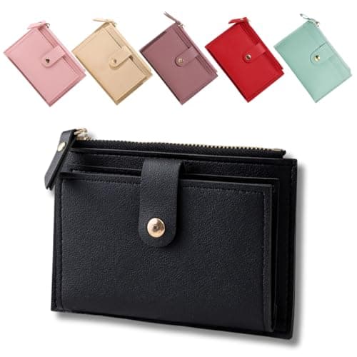 Carteira Feminina Porta Cartão bolso para moedas com zíper em Couro PU modelo pequeno, cartões de crédito, slim luxo