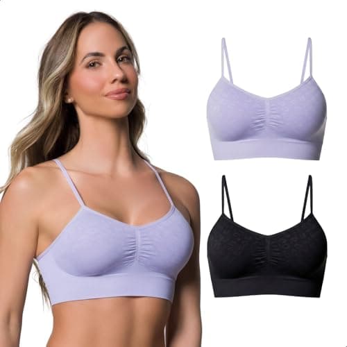 SELENE Kit 2 Top Sutiã Sem Bojo Sem Costura Microfibra Poliamida, 1 Lilás - 1 Preto, G