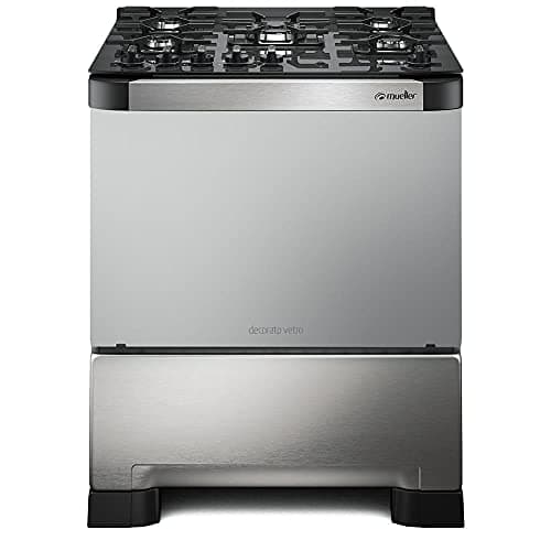 Fogão 5 Bocas Mueller Decorato Vetro Inox Bivolt com Mesa de Vidro