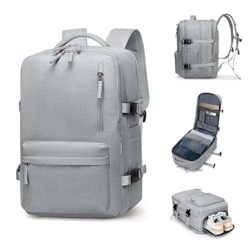 Romantic Crown Mochila de Viagem Expansivel Avião Grande Feminina,Mochila Executiva Masculina Impermeável Reforçada para Notebook,Casual Esportes Hiking Escola Presente (Cinza)