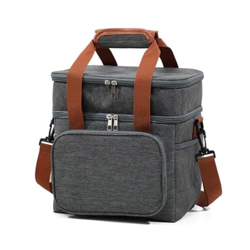 Bolsa Termica Marmita Lancheira Grande Alça Ombro Trabalho Passeio Academia Dois Andares (Bolsa Cinza)