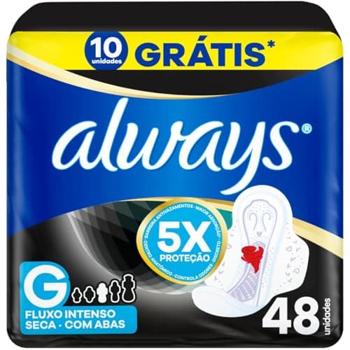 Always Noturno Seca, Absorvente Tamanho G, 48 Unidades