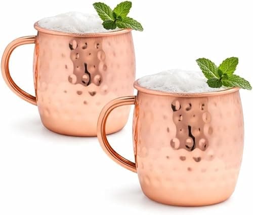 KIT com 2 Canecas Moscow Mule Premium 550ml em Inox Martelado | Design Barril Ergonômico – Mantém o Drink Gelado por Mais Tempo