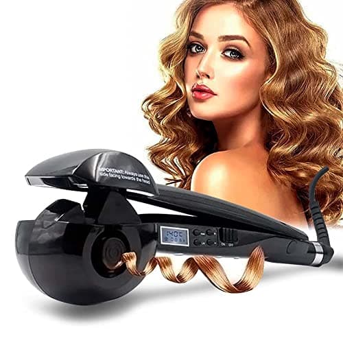 Modelador De Cachos, Cabelo Cacheado E Ondulado, Encrespador de cabelo automático LCD Anti-escaldamento Encrespadores Onda Ferramenta de modelagem de cabelo (Preta)