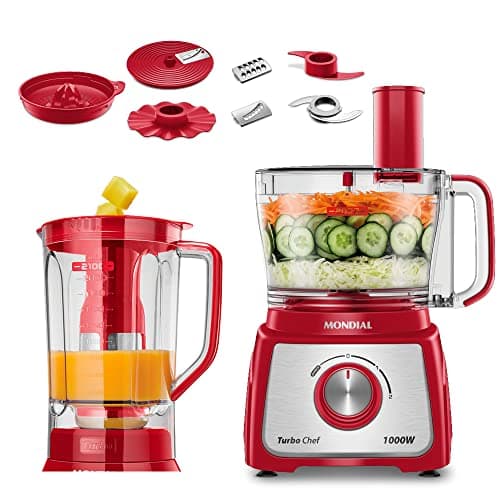 MONDIAL Multiprocessador Turbo Chef 9 em 1, Vermelho, 1000W, 110V - MPN-01-RF