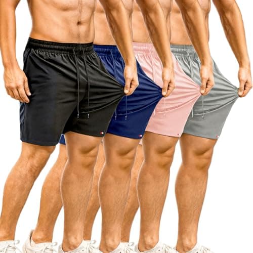 Kit 4 Shorts Sandrini Masculinos Tactel Multicoloridos com Cordão Ajustável Shorts Esportivos para Corrida e Treino