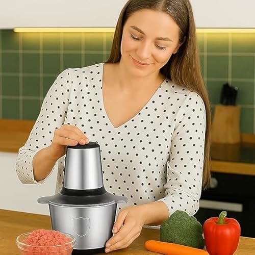Processador de Alimentos Elétrico Profissional 3L 220V em Aço Inox – Triturador Potente e Multifuncional para Carnes, Legumes, Verduras, Temperos, Gelo e Receitas Rápidas