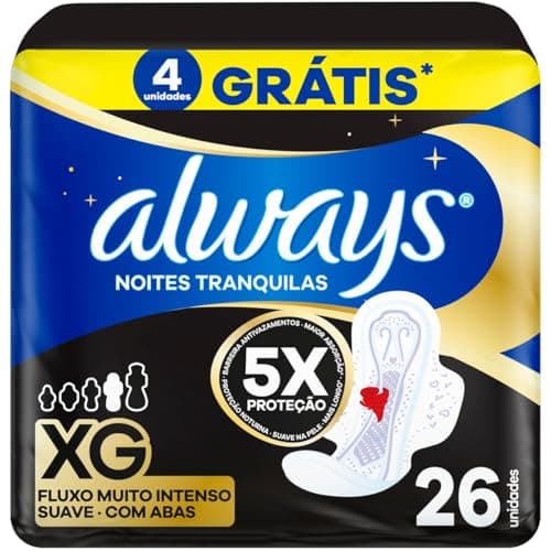 Always Noites Tranquilas Suave, Absorvente Tamanho XG, 26 Unidades