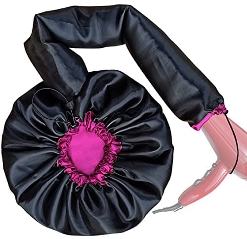 Touca Difusora Cetim Dupla Face Secadora Anti-frizz Seda (Preto/Pink)