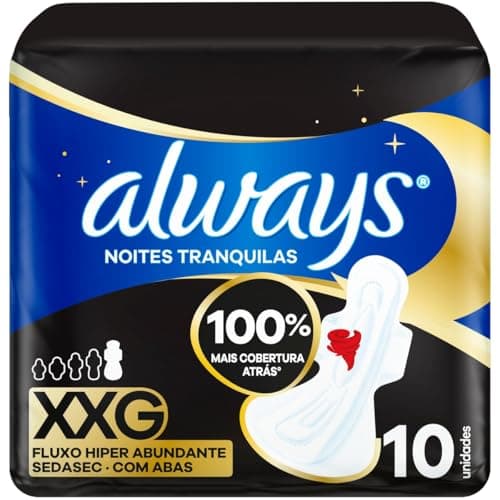 Always Noites Tranquilas Suave, Absorvente Tamanho XXG, 10 Unidades