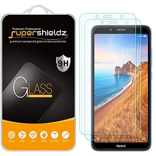 Supershieldz (Pacote com 2) Projetado para Xiaomi Redmi 7A, protetor de tela de vidro temperado, antiarranhões, sem bolhas