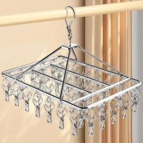 Varal Premium Aço Inox 40 Prendedores Dobrável Roupas Íntimas Bebê Meias Calcinhas Cuecas Antiferrugem Otimiza Espaço