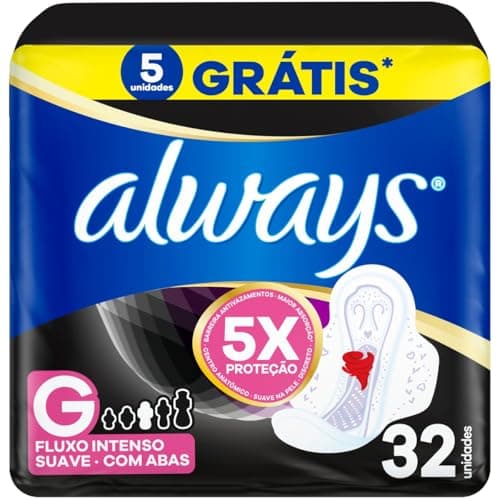 Always Noturno Suave, Absorvente Tamanho G, 32 Unidades